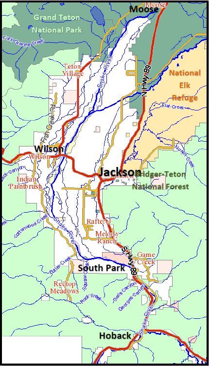 Moose to Hoback River Map
